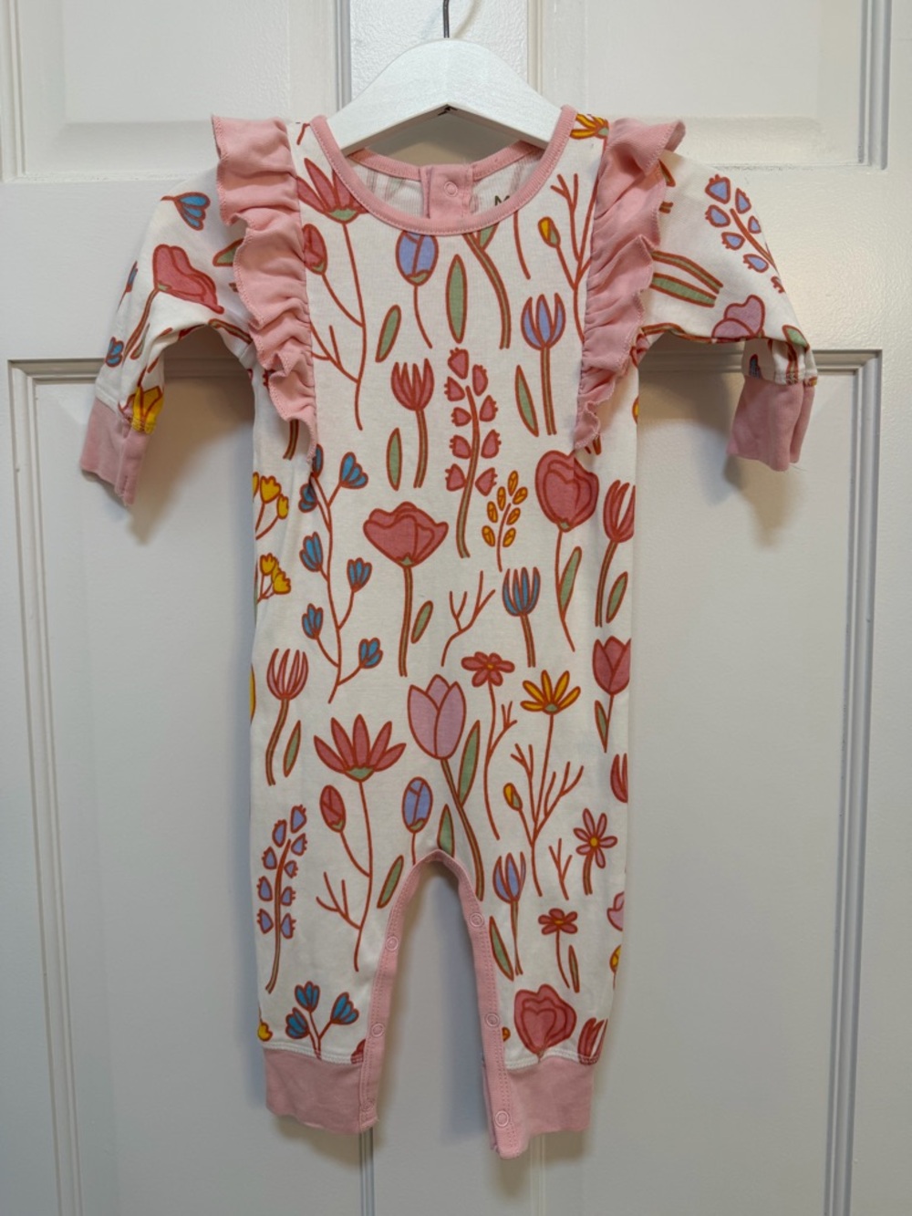 Monica Andy Floral‎ Ruffle Baby One-Piece Bodysuit in Pink